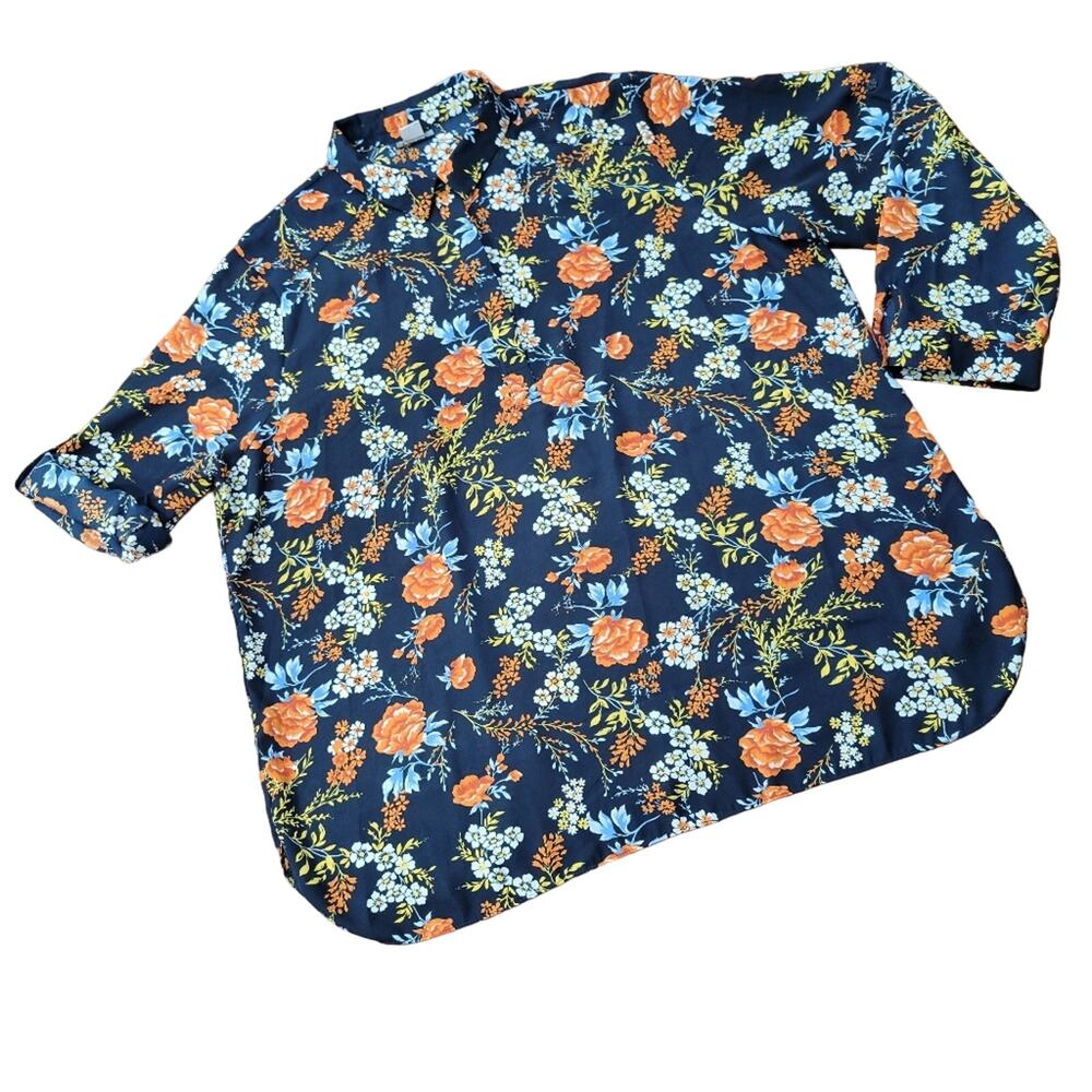 Simply Emma Button front Easy Care Floral Top Size 2X Officecore Business